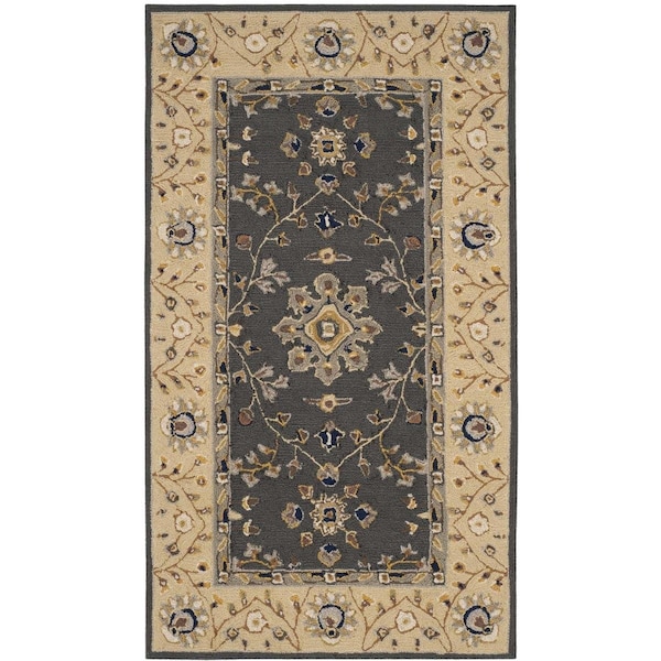 Safavieh Easy Care Hand Hooked Rectangle RugGrey & Cream 4 x 6 ft. EZC751H-4 - main